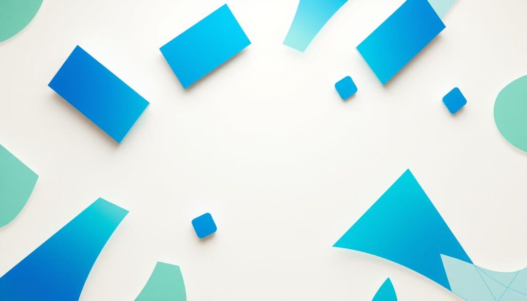 A professional background banner showcasing the concept of brand consistency, featuring a seamless blend of colors and shapes that echo the design of business cards and LinkedIn banners. In the foreground, geometric patterns in vibrant blue and green hues spread harmoniously across the banner, symbolizing cohesion. The middle layer includes subtle textures and gradients that create depth, while the background fades into a calming, soft white to enhance clarity. Illuminate the scene with soft, diffused lighting to evoke a sense of professionalism and creativity. Use a slight overhead angle to capture the dynamic arrangement of elements. The overall mood should be inspiring and cohesive, reflecting the importance of matching visual branding elements across various platforms, devoid of any text or graphic overlays.