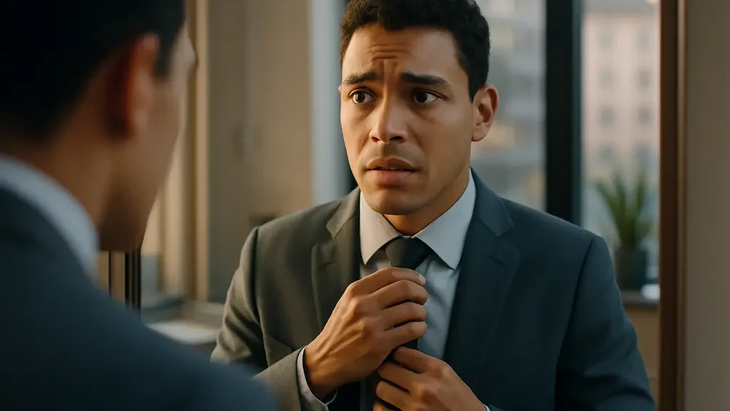 Candidate reviewing interview dress norms before a video interview